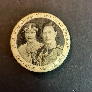 Royalty Pin King George VI and Queen Elizabeth - 1937 (3917)